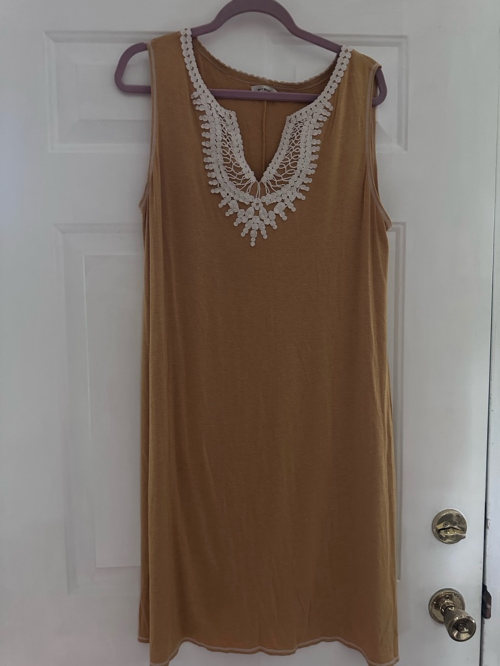 Max studio XL mustard yellow casual dress with details around collar